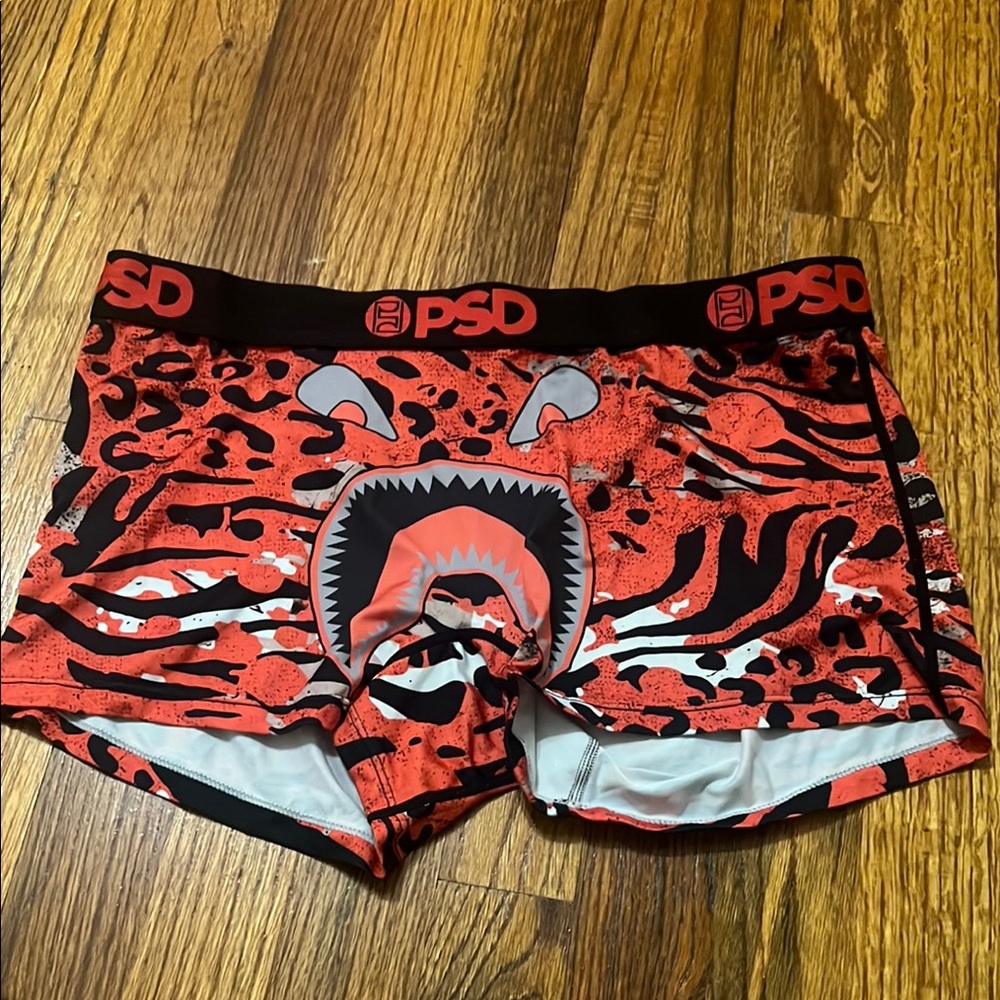 PSD Red and Black Swim Trunks with Skull Motif